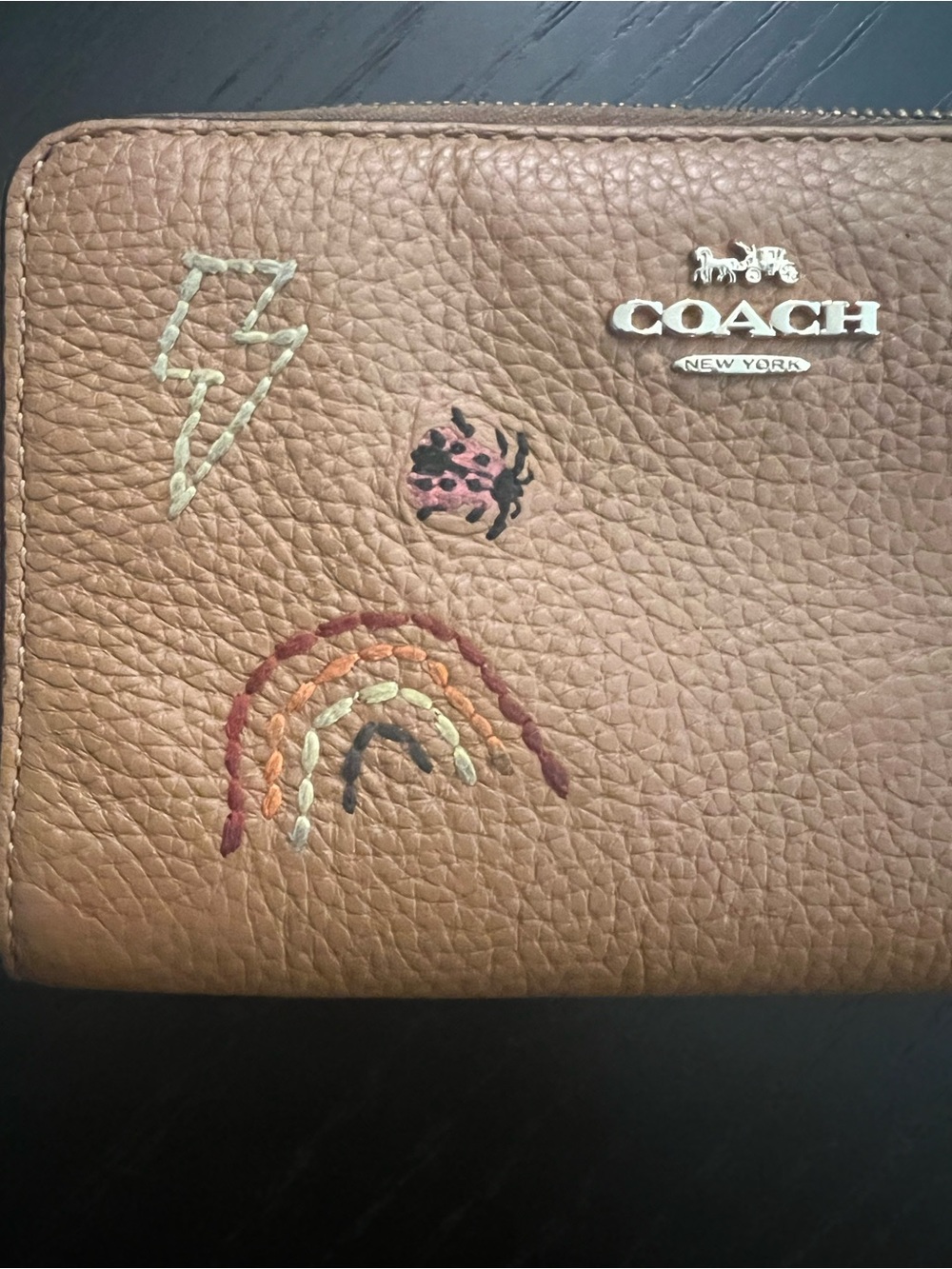 Coach Brown Embroidered Leather Wallet - Picture 2 of 11